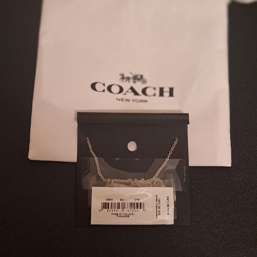 Coach Silver Pendant Necklace. length 16"+2" - Picture 4 of 6